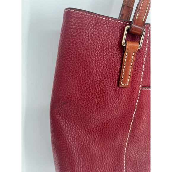 Dooney & Bourke Purse Shoulder Bag Red Burgundy Leather Quality Handbag - Picture 3 of 10